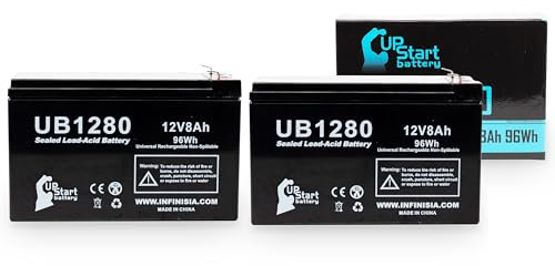 2x Pack - Replacement for APC SMART-UPS 700 SU700INET Battery - Compatible UB1280 Universal Sealed Lead Acid Battery (12V 8Ah 8000mAh F1 Terminal AGM SLA) - Includes 4 F1 to F2 Terminal Adapters