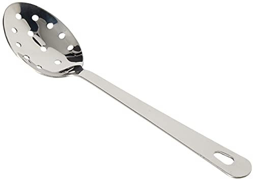 Genware 300112 Stainless Steel Perforated Spoon with Hanging Hole, 12 inches Length