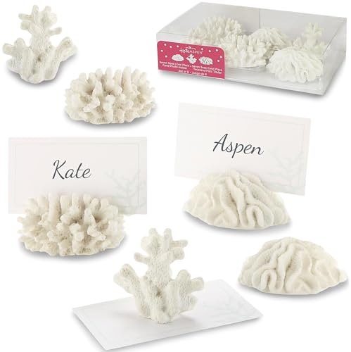 Kate Aspen Seven Seas Mini Coral Place Card Holders - Set of 6 Coastal Decor Mini Table Place Cards with Holders, Beach Wedding Decorations, Table Beach Decor, Under The Sea Party Decorations