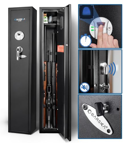 Barska Quick and Easy Access Biometric Rifles, Firearms and Long Guns Safe for Home, Removable Shelf, Optional Silent Mode, 1.83 Cubic Ft