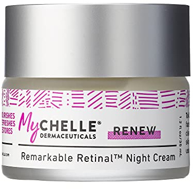 MyChelle Dermaceuticals Remarkable Retinal Night Cream Nutrient-Rich Moisturizer with Vitamin A Retinaldehyde for All Skin Types, Cruelty Free, Vegan, White, 1.2 Fl Oz