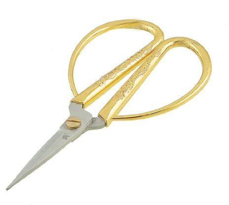 uxcell Carved Gold Tone Metal Handle Scissors
