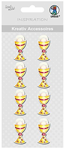 Ursus 564000269 - Kreativ Accessoires, bunter Kelch, 8 Stück, selbstklebend, aus verschiedenen hochwertigen Materialien, zum Dekorieren von Karten und Geschenke