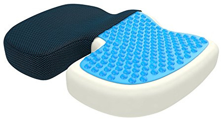 bonmedico Cojín ortopédico viscoelástico con Gel – Asiento ergonómico para Silla de Oficina, Coche, hogar, Gaming y Lectura – Funda Lavable Antideslizante – Estándar Azul Mesh
