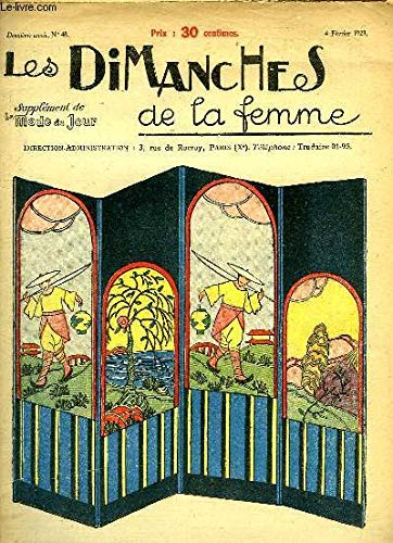 Les Dimanches de la femme N°48 - 2ème année : La Paravent Japonais - Napperons en broderies et dentelles - Elégante Salle à Mager-Salon - Les Hortensias, bordure au pochoir ...