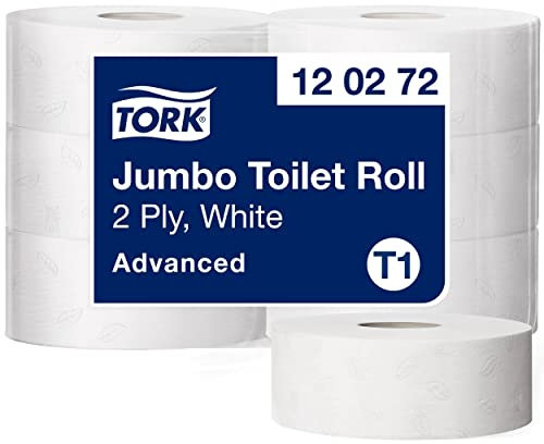 Tork 120272 Jumbo Toilettenpapier in Advanced Qualität für Tork T1 Jumbo Toilettenpapiersysteme / 2-lagiges WC-Papier angenehm weich und reißfest, 6er Pack (6 x 1800 Blatt)
