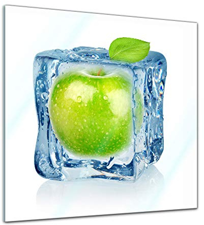 Bilderdepot24 Glasbild - Eiswürfel Apfel - 30x30 cm - Deko Glas - Wandbild aus Glas - Bild auf Glas - moderne Glasbilder - Glasfoto - Echtglas