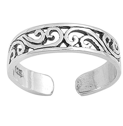 Zehenring aus 925 Sterling Silber als Fußschmuck oder Fingerring für Damen, Herren und Kinder, offener Midi Ring, verstellbar, Modell 17
