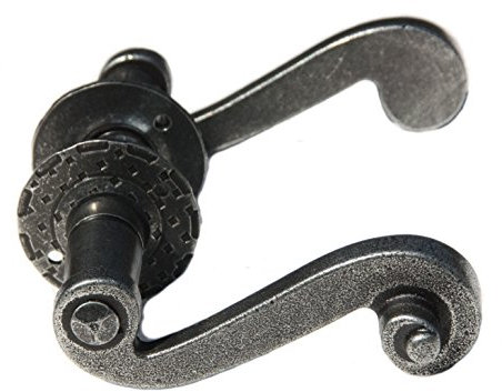 UHRIG Poignées de porte rétro, jeu de poignées en fer forgé noir antique, paire de poignées de porte avec rosaces de poignée pour par exemple la porte de la chambre et bien plus encore.