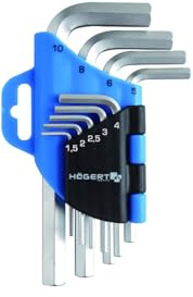 Högert - Set di 9 chiavi a brugola esagonali, 1,5-10 mm