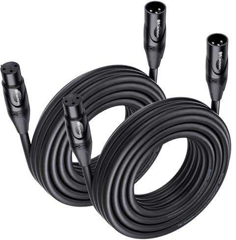 Cable Matters 2-Pack Premium XLR to XLR Cables - 25ft, Male to Female Microphone Cable, Oxygen-Free Copper (OFC) Mic Cord, Black