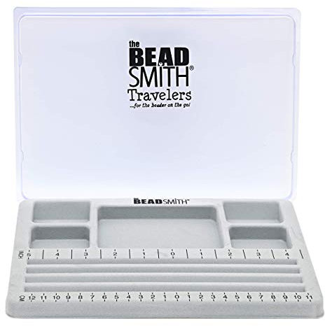 Mini Reise-Design Perlsortierbrett grau mit Deckel 19.5 x 28.5 cm