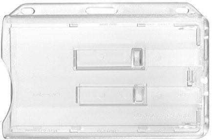 Karteo Ausweishülle bis zu 2 Karten [1 Stück] Kartenhalter Ausweishalter horizontal transparent Kartenhülle aus Hartplastik für Ausweise Dienstausweise Werksausweise