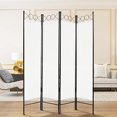 Todeco - Divisorio, Paravento - Materiale pannello: 100% poliestere - Numero di pannelli: 4-180 x 160 cm, Bianco