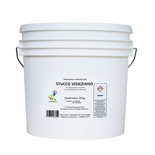 STUCCO NATURALE - Spachtelmasse Marmorputz | Stucco Veneziano | hochglänzend | 20kg | Verkleidung für Innen- und Aussenwandflächen | Kalkpresstechnik | Strukturpaste | Wandfarbe