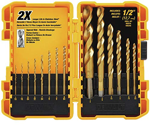 DEWALT DW1341 14-Piece Titanium Nitride Speed Tip Drill Bit Set