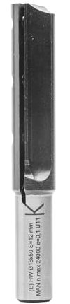 ENT 20087 Wendeplatten - Nutfräser HW, Schaft (S) 12 mm, Durchmesser (D) 16 mm, NL 50 mm, Z1, GL 94 mm