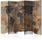 RAUMTEILER/PARAVENT B&D XXL Raumteiler Weltkarte Holz-Optik Foto Paravent 225x172 cm beidseitig auf Vlies-Leinwand Bedruckt Trennwand Spanische Wand Sichtschutz Raumtrenner Home Office braun