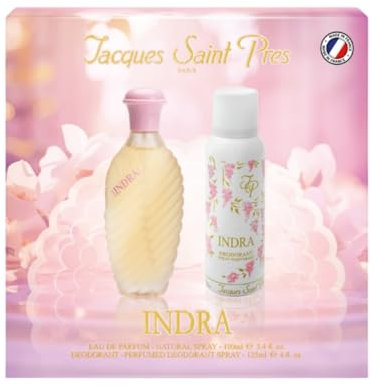 JACQUES SAINT PRÉS - Coffret Parfum Femme Indra - Eau de Parfum 100 ml + Déodorant Spray 125 ml - Oriental Naturel - Made in France