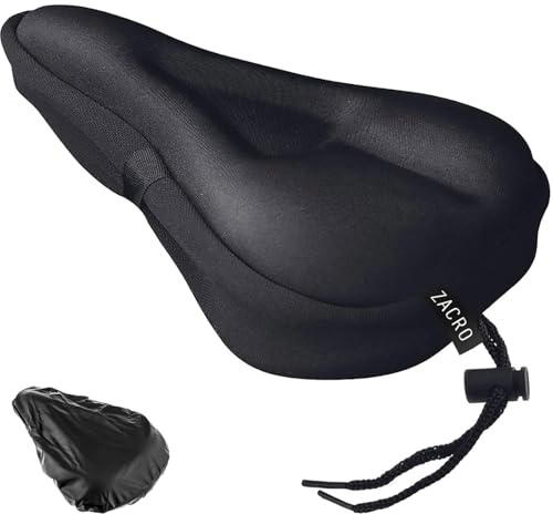 Zacro Bike Seat Cushion Cover - Gel Padded Bike Seat Cover for Men Women Comfort, Extra Soft Exercise Bicycle Seat Compatible with Peloton, Outdoor & Indoor