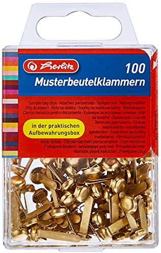 Herlitz Musterbeutelklammer Rundkopf, Hängebox, metall (100 Stück)