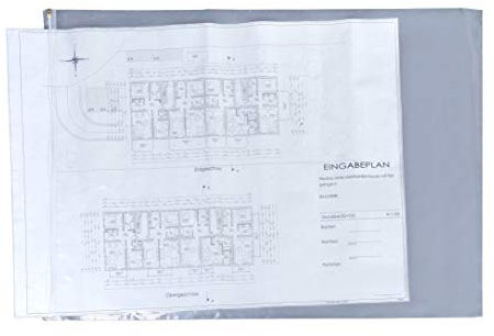 Original Böck Planschutzhüllen (640 x 900 mm) Din A1 – 10 Stück | Transparente Schutzhüllen mit Reißverschluss | Wasserfest, reißfest, beschreibbar | Schutzfolie für Baupläne & Dokumente