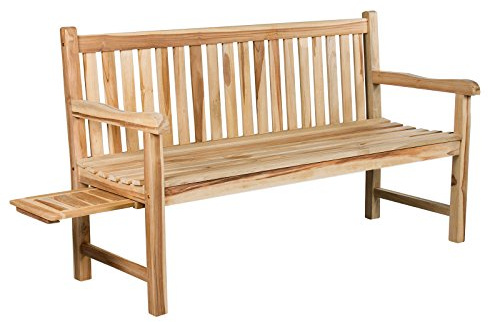 Ambientehome D&S Vertriebs Elba Banc de Jardin 3 Places en Teck avec 1 Plateau Naturel env. 150 cm
