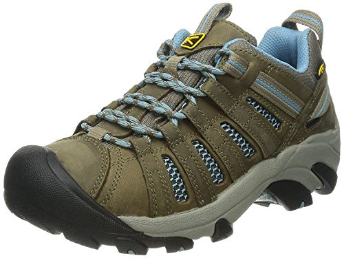 KEEN Women's Voyageur Low Height Breathable Hiking Shoes, Brindle/Alaskan Blue, 10 US