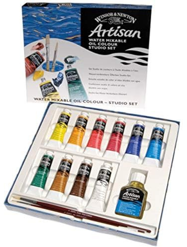 Winsor & Newton Artisan Water Mixable Oil Color Paint, Studio Set, 1.25-oz (37ml) Tubes, Set of 10