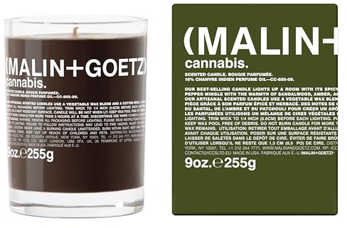 MALIN+GOETZ Cannabis Candle, 9 oz. – Rich & Earthy Aroma Fragrance Scented Candle, Natural Wax Blend, Vegan & Cruelty Free, Single Wick Candle, Lasts 60 Hours