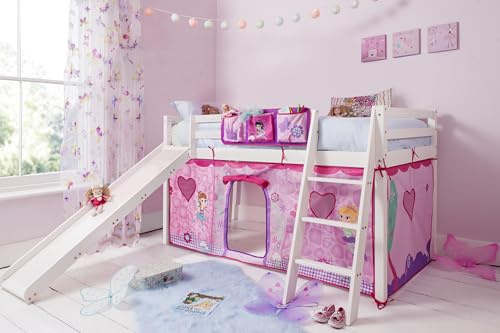 Noa & Nani Moro Cabin Bed Midsleeper with Slide & Fairies Tent in Classic White