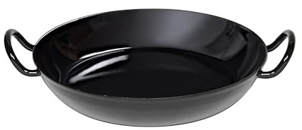 Riess, 0601-022, Schlemmerpfanne 24, CLASSIC - SCHWARZEMAILLE, Durchmesser 24 cm, Höhe 5,5 cm, Emaille, schwarz, Servierpfanne, Gourmetpfanne