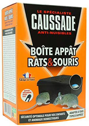 CAUSSADE Boîte Pour Appât Rats & Souris avec Clé de Fermeture Tous Types d'Appâts Sécurité Optimale CARBAVCLEN