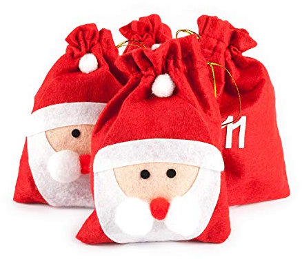 pajoma® XXL Adventskalender zum Befüllen Nikolaus Design | 24 große Stoffbeutel aus Filz mit Zahlen & Zugband| Deko & Geschenkidee für Adventszeit