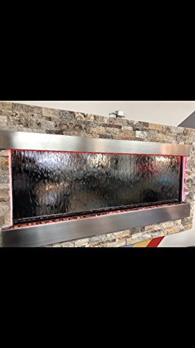 Wall Waterfall XXL 60x26 Water Fountain St. Steel,Mirror Glass, Color Lights Remote Ctrl Sale