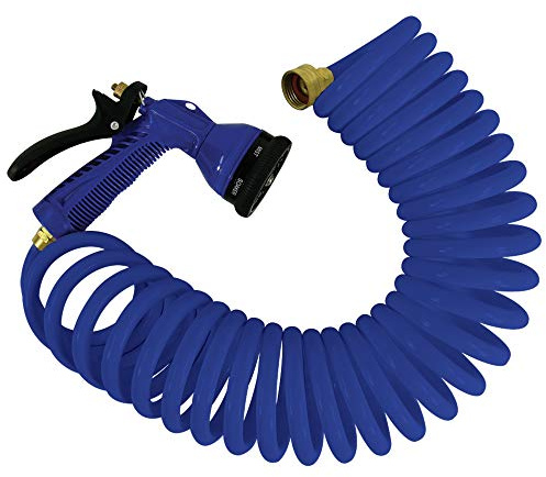 Whitecap P-0440B Manguera en espiral con boquilla ajustable - 15', azul