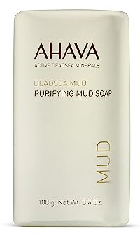 AHAVA Reinigende Totes Meer Schlammseife - Gesichts- & Körperseife, Trocknet Nicht aus, Angereichert mit Mineralmischung des Toten Meers & Natürlichem Schlamm, 100g