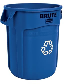 Rubbermaid Commercial Products BRUTE Recyclingbehälter 121L Blau – Runder Abfallbehälter mit Luftkanälen, robuster Kunststoff für Abfalltrennung in Gastronomie, Büro und Lager – FG263273BLUE