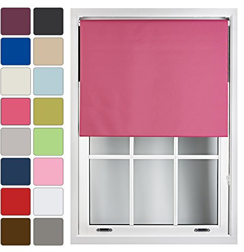 FURNISHED Roller Blinds Window Blackout Blind - 100% Black Out Thermal Fabric Easy Fit Fittings - Custom Made to Measure Blackout Blind Bedroom Bathroom Kitchen, Fuchsia Pink, Up to 210W x 165H cm