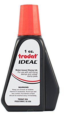 Trodat 45174 Ideal Premium Replacement Ink for Use with Most Self Inking and Rubber Stamp Pads, 1oz., Red