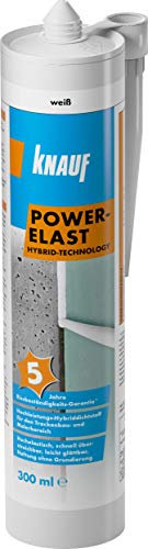Knauf POWER-ELAST Hochleistungs Hybrid-Dichtstoff zum Verfugen von Anschluss-Fugen – Fugen-Dichtstoff u.a. für Holz, Stein, Mauer-Werk und Gips-Platten, 300 ml
