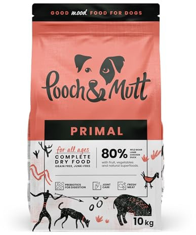 Pooch & Mutt - Getreidefreies Primal Hundetrockenfutter mit hohem Proteingehalt, Wildschwein-Geschmack, 10 kg