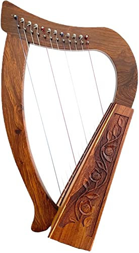 Uzman-Versand Keltische Harfe 12 Saiten - inkl. Stimmschlüssel und Ersatzsaiten - Baby-Harfe Optimal für Einsteiger - Anfängerharfe für Kinder - Hand Made