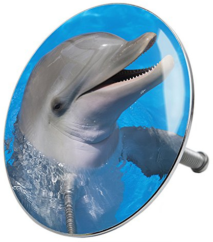Sanilo Badewannenstöpsel Delphin, Stöpsel für die Badewannen deckt den kompletten Abflussbereich ab, universal mit Motiv