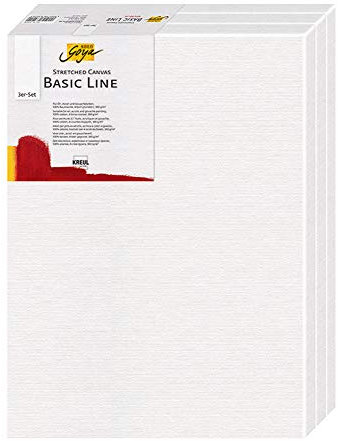 KREUL 635060 - Solo Goya Stretched Canvas Basic Line Keilrahmen 50 x 60 cm, 3er Set, mit Leinwand aus Baumwolle 4 fach grundiert, ideal für Öl, Acryl-und Gouachefarben, Weiß