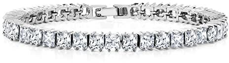Gem Stone King Princess Cut Cubic Zirconia Classic Tennis Bracelet for Women (15.00 Cttw, 4MM CZ, Size 7 Inch)