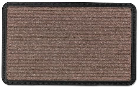Fußmatte Außen & Innen - 50x80 cm - Braun Linien - Sauberlauf Türmatte rutschfest - Schmutzfangmatte sehr strapazierfähig - Fussmatte aussen Stufen