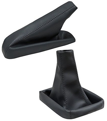 AERZETIX - Satz schaltsack + handbremssack - Kunstleder - Farbe grau Leder - für Auto