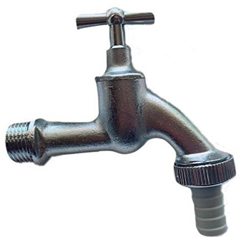 708B Auslaufventil, Auslaufhahn, Wasser Hahn, Geräteanschluss Hahn, Matt. verchromt, Messing 1/2