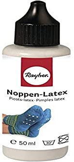 Rayher Hobby Rayher 38470000 Noppen-Latex, Flasche 50 ml, Farbe grau, rutschfester Latex, zum Auftragen auf Strümpfe, Socken, Hüttenschuhe aus Wolle, Baumwolle, Filz oder Synthetik, Sockenstopper für Kinder